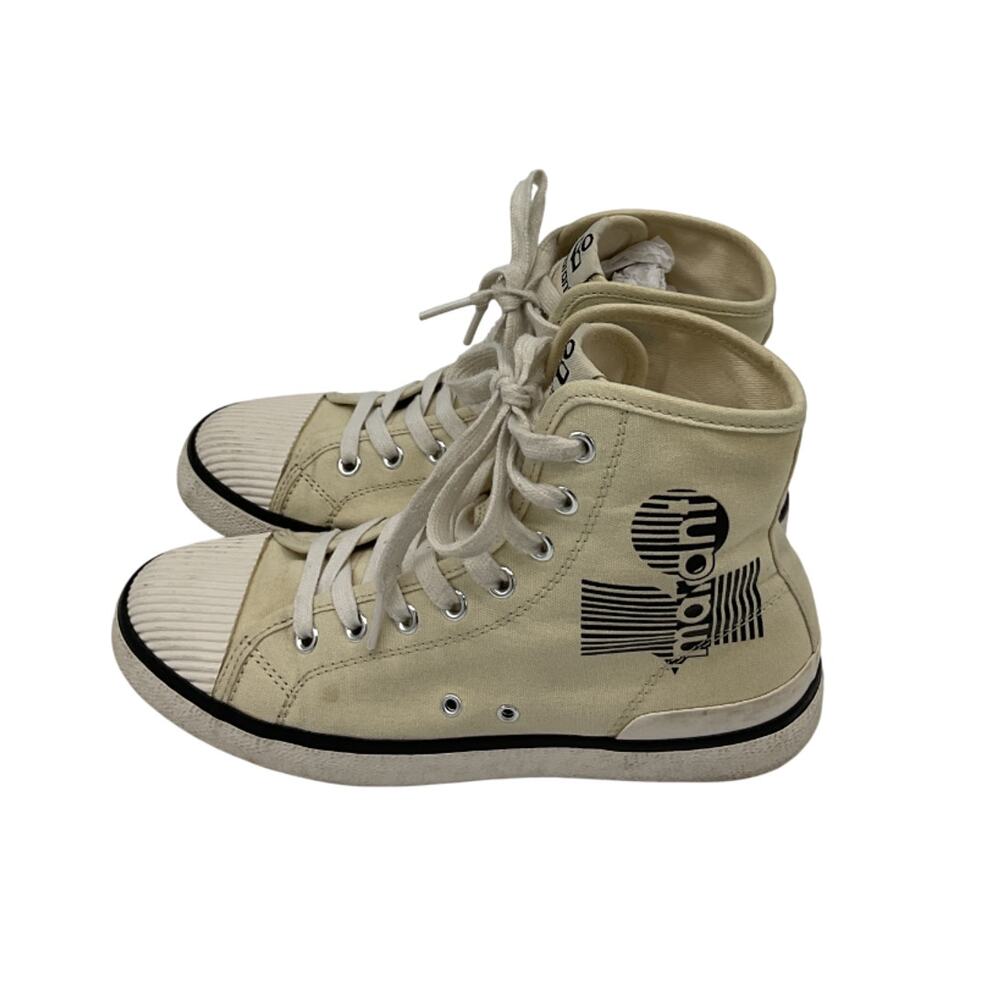 Isabel Marant Canvas Cream Benkeen High Top Sneakers Size 38 EU - Picture 3 of 6